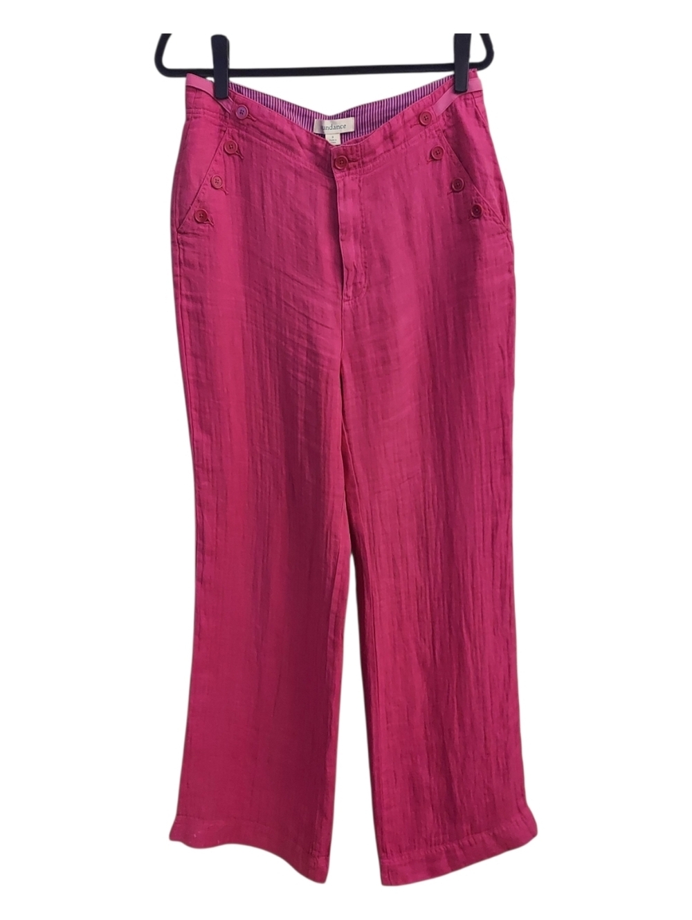 NEW SUNDANCE Barbie Pink Linen Wide Leg Sailor Pants 8 Coastal Boho